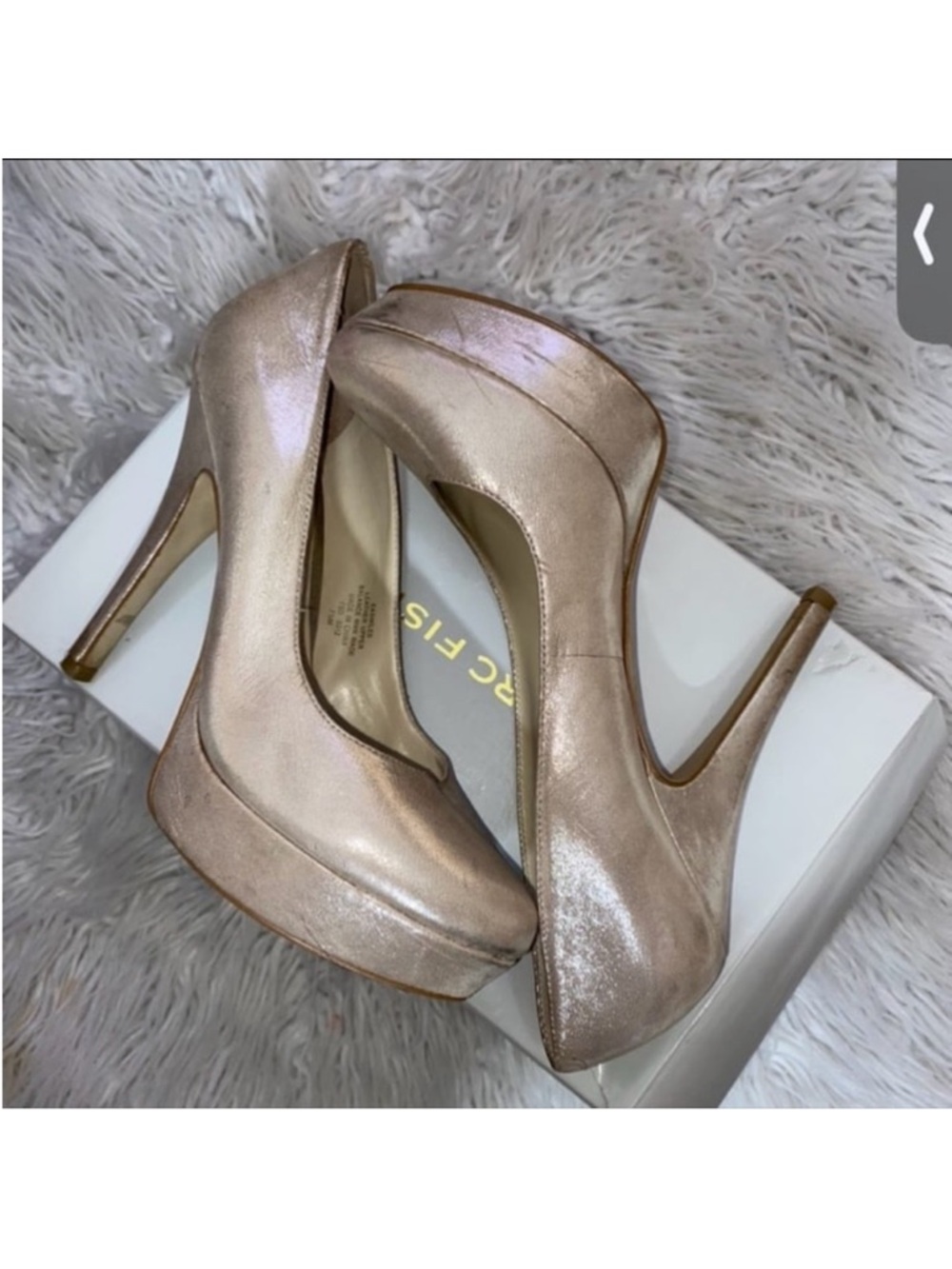 Enzo Angiolini Emillie Metallic Champagne Platform Pumps Heels Size 7.5